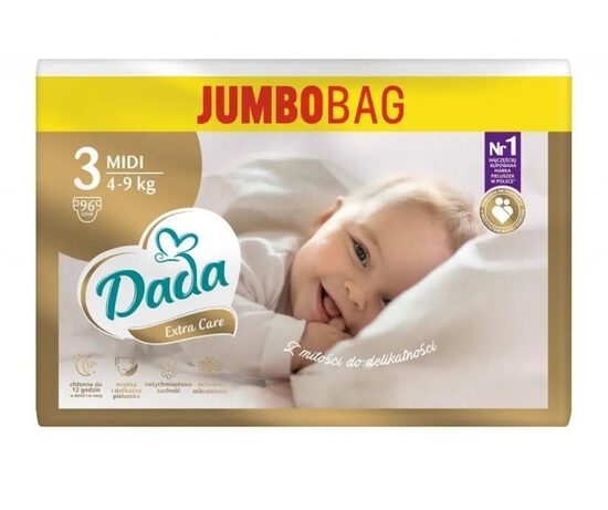 Dada Extra Care Jumbobag 3 izmērs (4-9 kg) 96 gab.