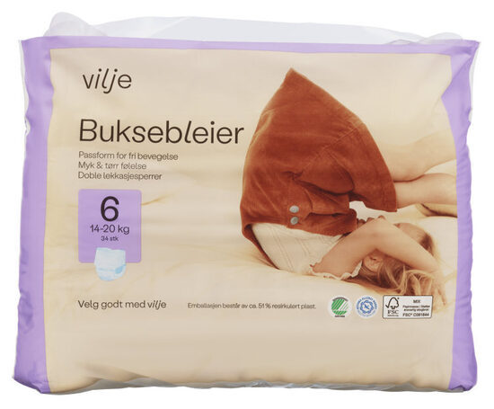 Vilje Buksebleier Pants 6d (14-20 kg) 34 vnt.