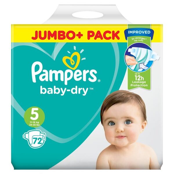 Pampers Baby Dry Jumbo Pack 5 izmērs (11-16 kg) 72 gab.