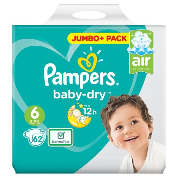 Pampers Baby Dry Jumbo 6 izmērs (13-18 kg) 62 gab.