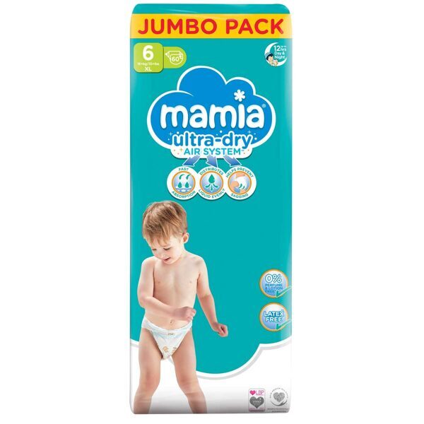 Mamia Ultra-Dry Jumbo Pack 6 izmērs (13-18 kg) 60 gab.