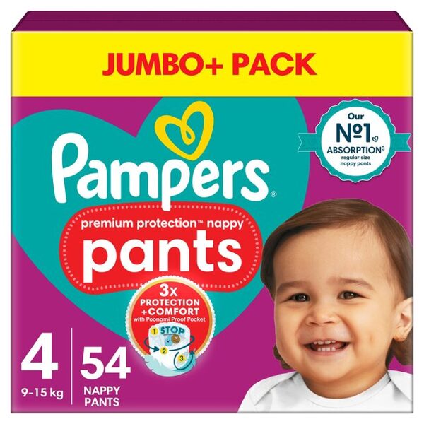 Pampers Premium Protection Pants Jumbo Pack 4 izmērs (9-15 kg) 54 gab.
