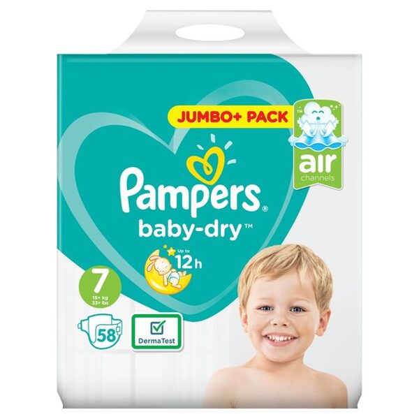 Pampers Baby Dry Jumbo Pack 7 izmērs (15+ kg) 58 gab.